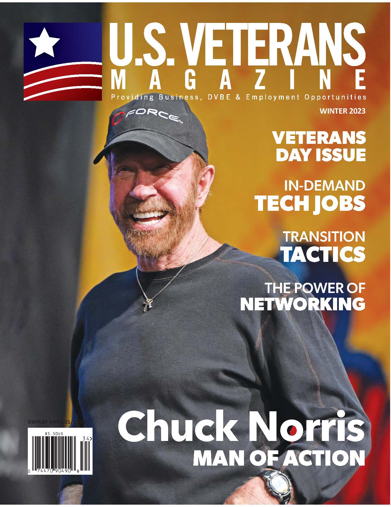 U.S. Veterans Magazine featuring cover story Chuck Norris!
