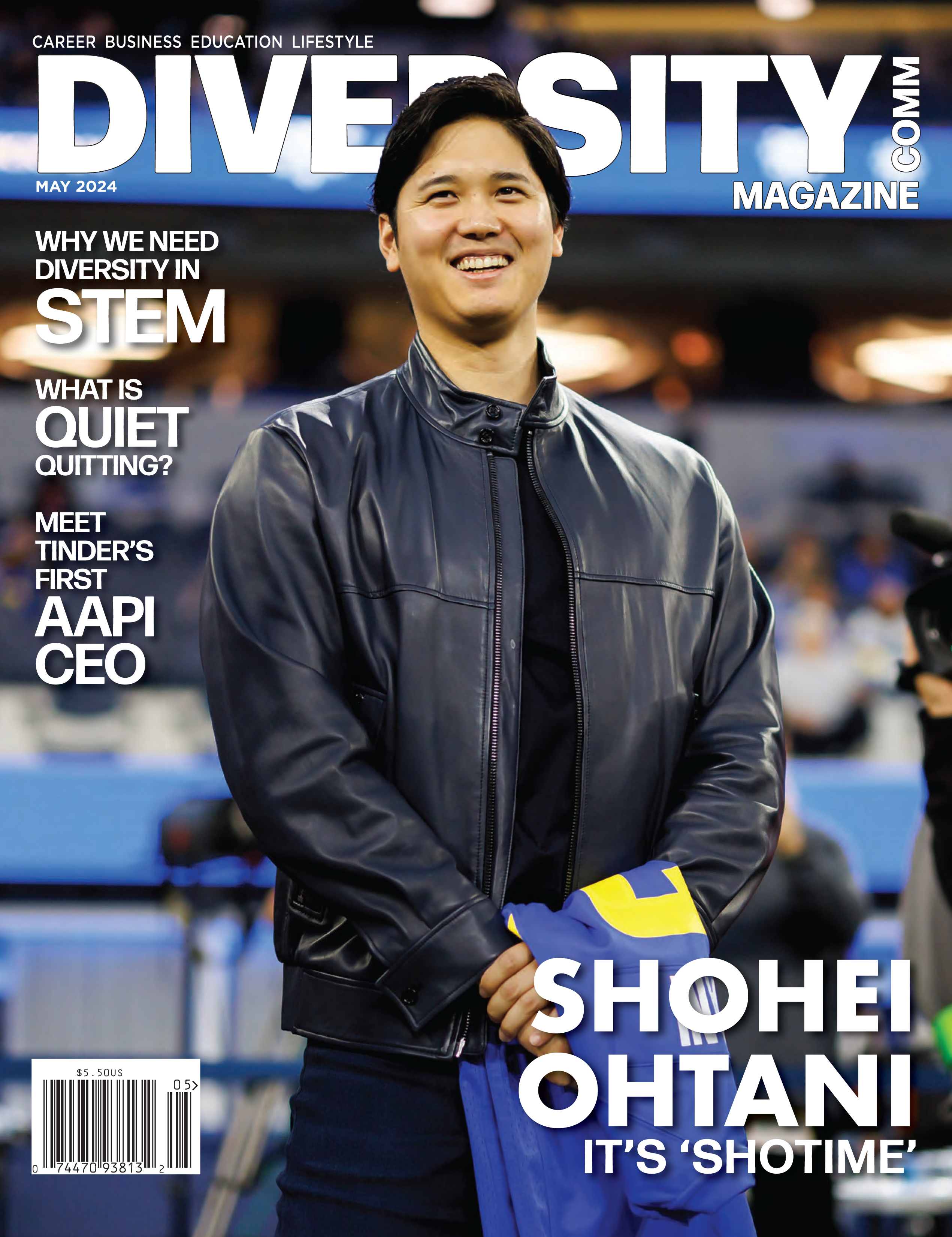 Shohei Ohtani on the cover smiling